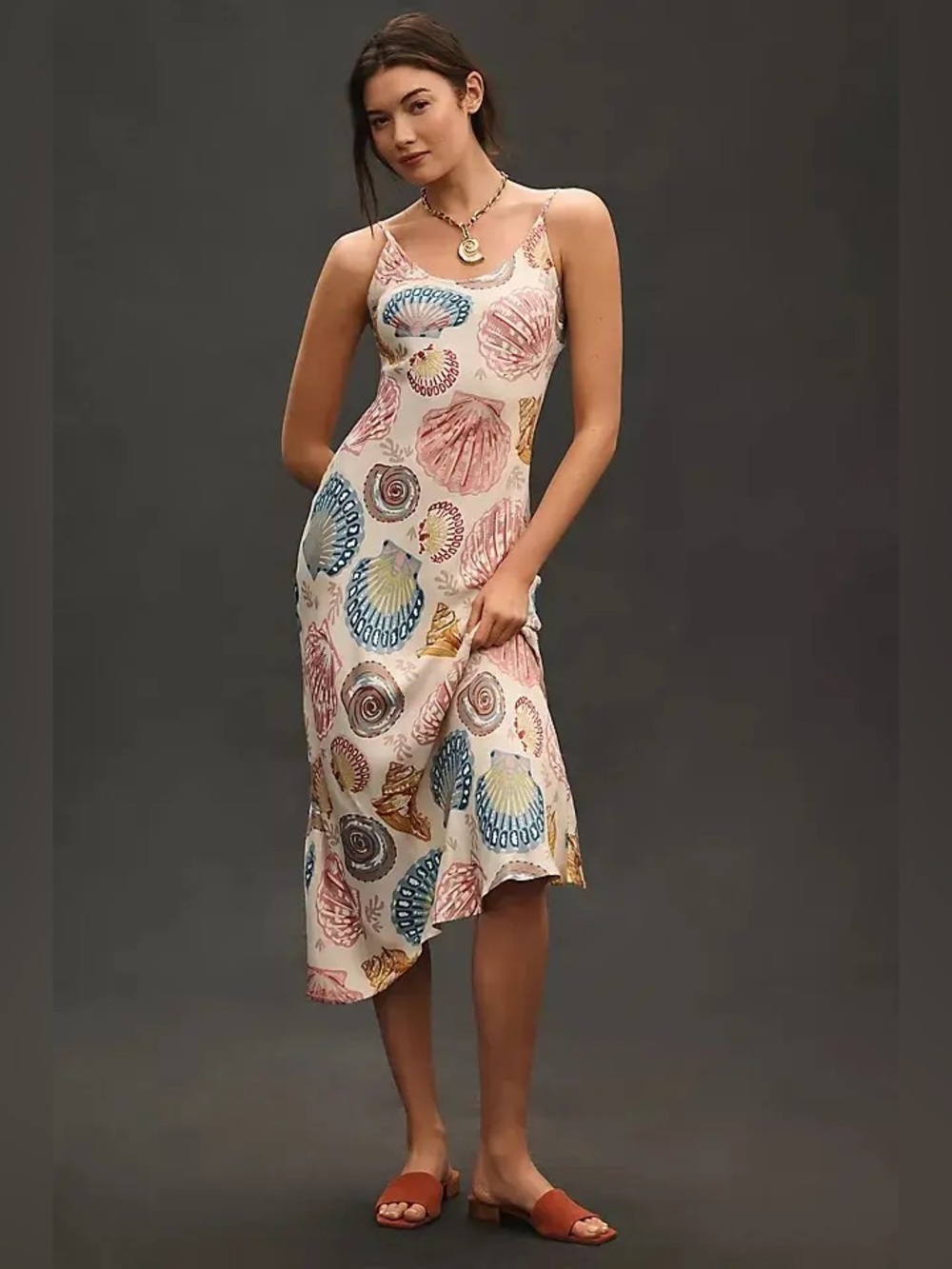 Anthropologie conditions apply Elva seashell maxi slip dress